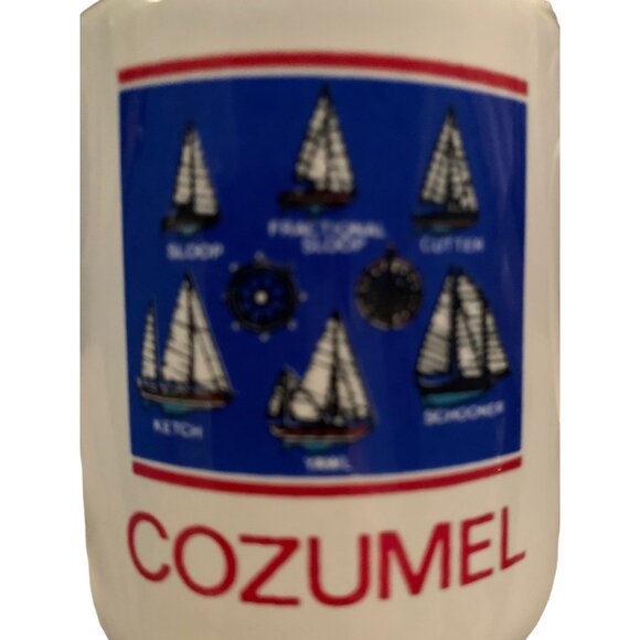 Cozumel Nautical Mini Souvenir Mug - Sailboat Designs - 3.5" Tall 3" Ceramic - Picture 3 of 6